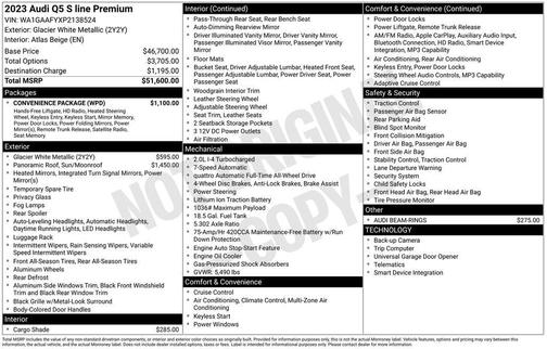Glacier White Metallic 2023 Audi Q5 45 S line Premium
