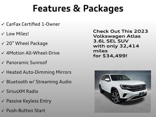 Opal White Pearl 2023 Volkswagen Atlas 3.6L SEL