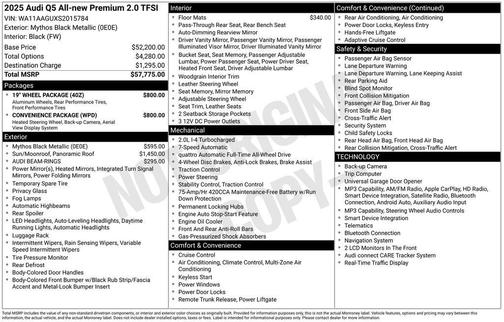 Mythos Black Metallic 2025 Audi Q5 2.0T Premium