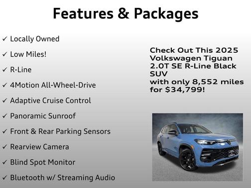 Monterey Blue Pearl 2025 Volkswagen Tiguan 2.0T SE R-Line Black 4MOTION