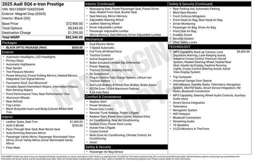 Magnet Gray 2025 Audi SQ6 e-tron Prestige