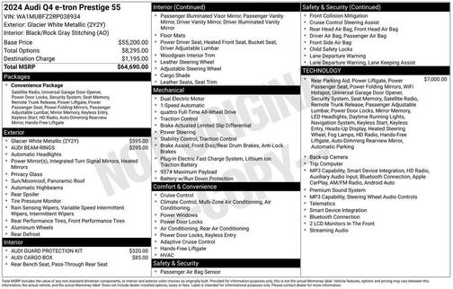 Glacier White Metallic 2024 Audi Q4 e-tron Prestige
