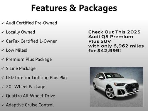 Glacier White Metallic 2025 Audi Q5 45 S line Premium Plus