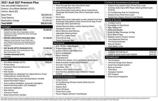 Orca Black Metallic 2021 Audi SQ7 4.0T Premium Plus