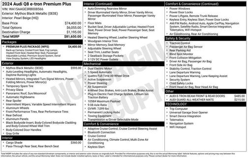 Mythos Black Metallic 2024 Audi Q8 e-tron Premium Plus