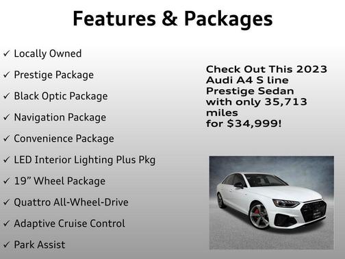 Glacier White Metallic 2023 Audi A4 45 S line Prestige