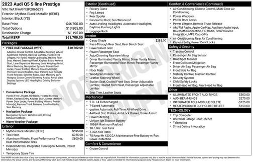 Mythos Black Metallic 2023 Audi Q5 45 S line Prestige