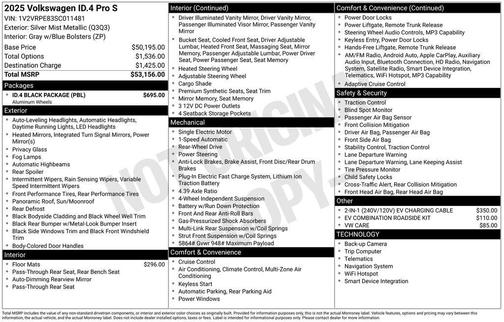 Silver Mist Metallic 2025 Volkswagen ID.4 Pro S