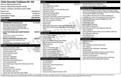 Marina Blue Metallic 2026 Chevrolet Trailblazer RS