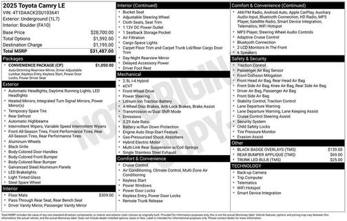 2025 Toyota Camry LE