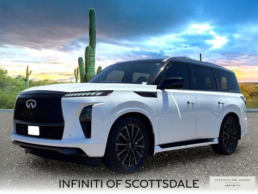 Radiant White/Black Obsidian 2025 INFINITI QX80 AUTOGRAPH AWD