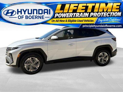 Creamy White Pearl 2025 Hyundai TUCSON Hybrid Blue