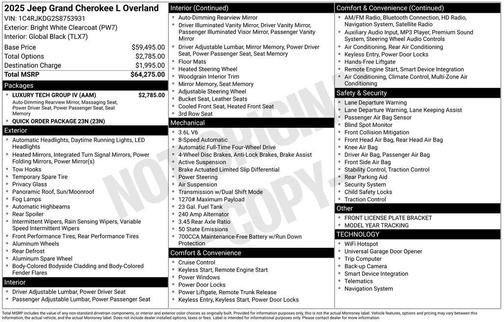 2025 Jeep Grand Cherokee L Overland