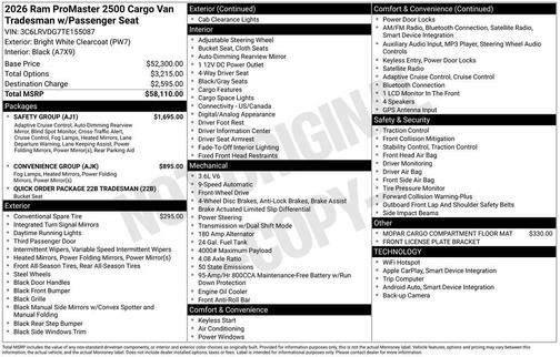 2026 RAM ProMaster 2500 High Roof