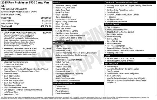 2025 RAM ProMaster 2500 High Roof
