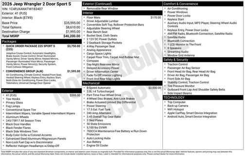 2026 Jeep Wrangler Sport