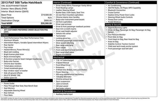 2013 FIAT 500 Sport Turbo