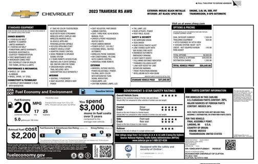 Mosaic Black Metallic 2023 Chevrolet Traverse RS