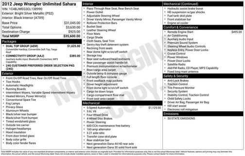2012 Jeep Wrangler Unlimited Sahara