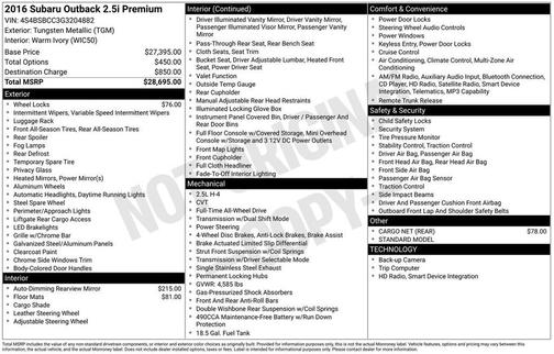 2016 Subaru Outback 2.5i Premium