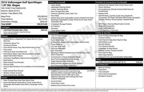 2016 Volkswagen Golf SportWagen TSI SEL 4-Door