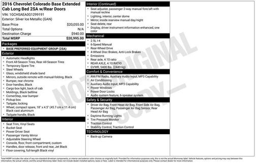 2016 Chevrolet Colorado Base