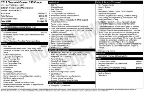2019 Chevrolet Camaro 1SS
