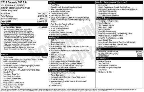 2018 Genesis G80 3.8