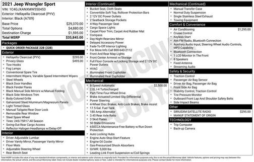 2021 Jeep Wrangler Sport