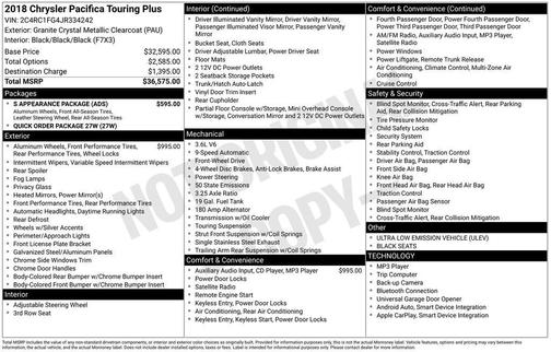 2018 Chrysler Pacifica Touring Plus