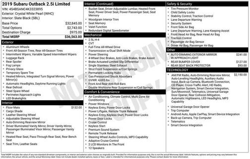 2019 Subaru Outback 2.5i Limited