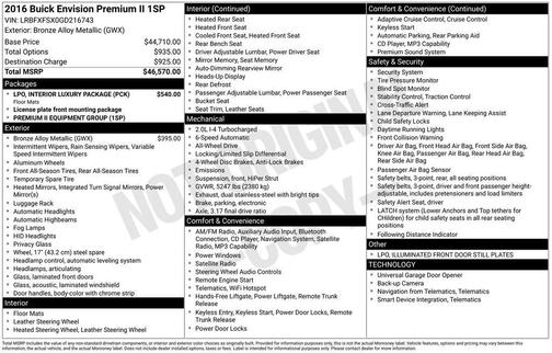 Bronze Alloy Metallic 2016 Buick Envision Premium II