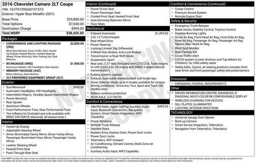 2016 Chevrolet Camaro 2LT