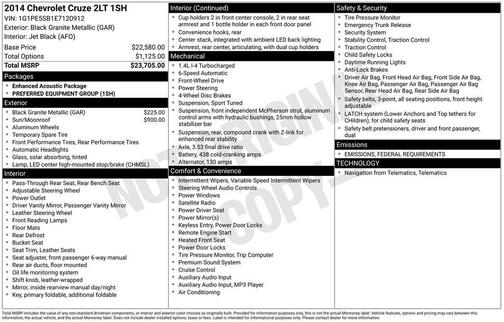 2014 Chevrolet Cruze 2LT