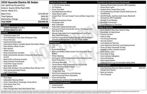 2020 Hyundai ELANTRA SE