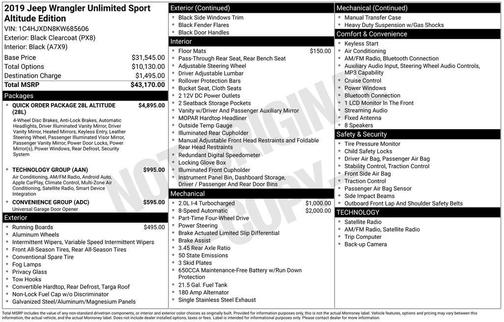 2019 Jeep Wrangler Unlimited Sport