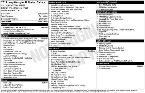 2017 Jeep Wrangler Unlimited Sahara
