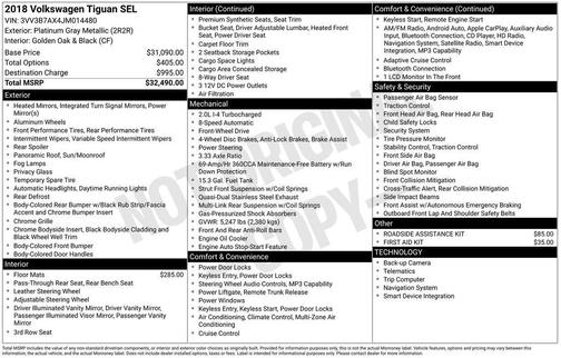 2018 Volkswagen Tiguan 2.0T SEL