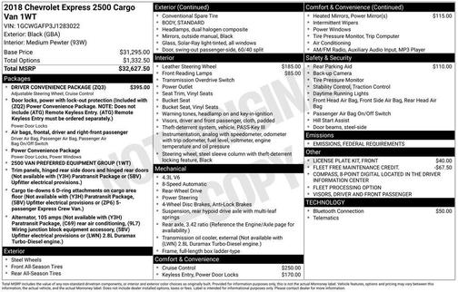 2018 Chevrolet Express 2500 Work Van
