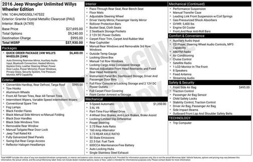 2016 Jeep Wrangler Unlimited Sport