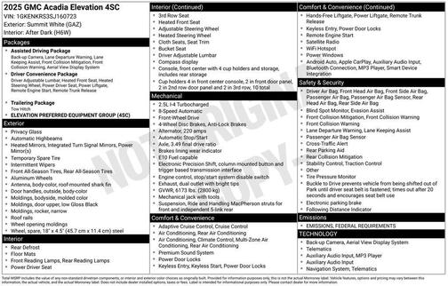2025 GMC Acadia Elevation