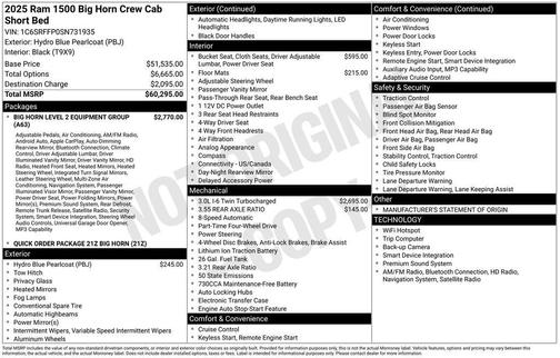 Hydro Blue Pearlcoat 2025 RAM 1500 Big Horn/Lone Star