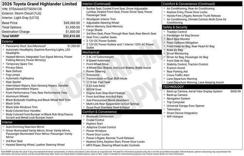 2026 Toyota Grand Highlander LIMITED