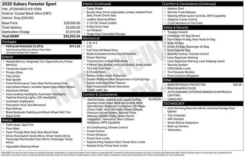 2020 Subaru Forester Sport