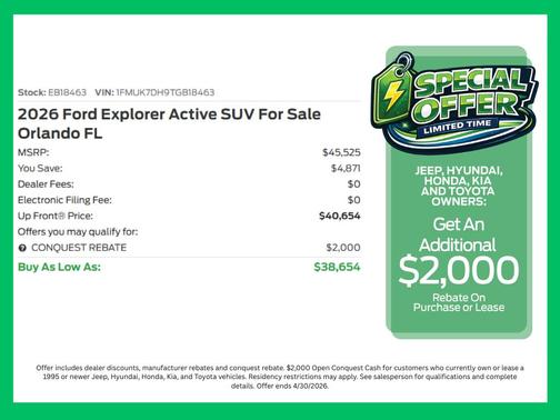 Agate Black Metallic 2026 Ford Explorer Active