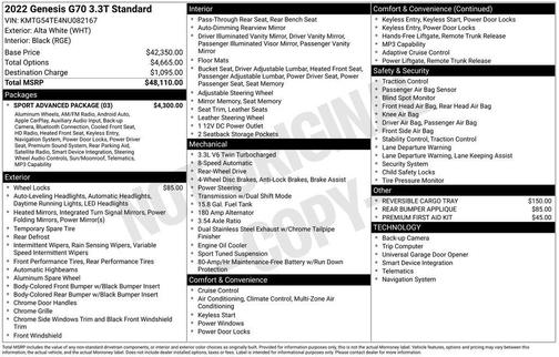 2022 Genesis G70 3.3T