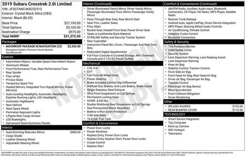2019 Subaru Crosstrek 2.0i Limited