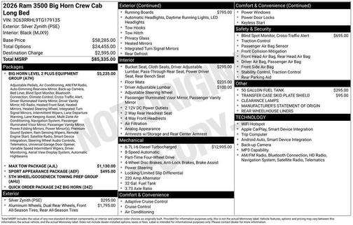 2026 RAM 3500 Big Horn