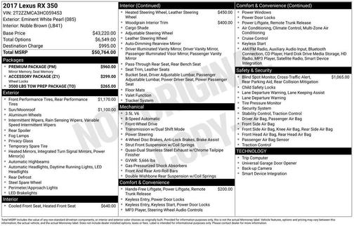 2017 Lexus RX 350 350