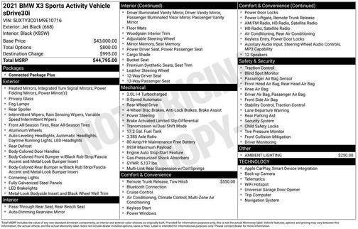 2021 BMW X3 sDrive30i